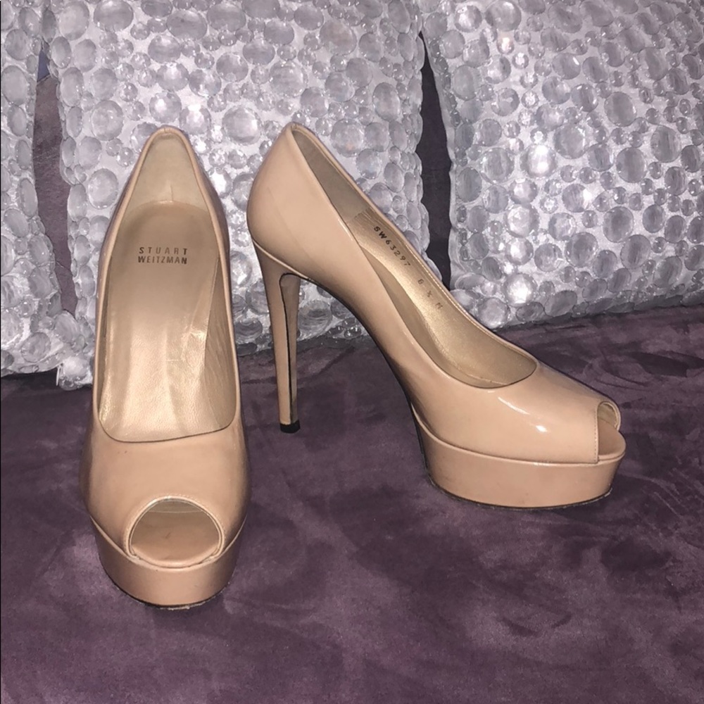 Stuart Weitzman Open Toe Heels Size 8.5 - image 1